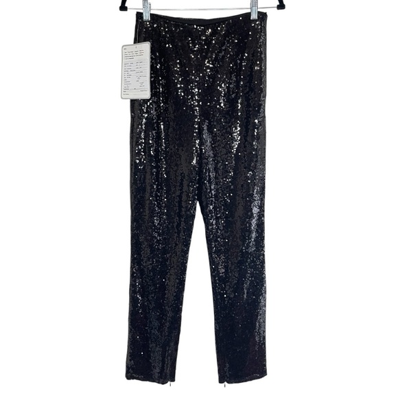 NWT OPEN EDIT Black Sequin High-Rise Pant with Zippered Ankle, Small - Picture 2 of 11